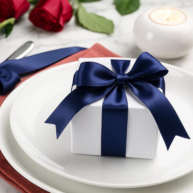 Fullive 1 1/2 Inch Navy Blue Ribbon, 30 Yards Navy Blue Ribbons for Crafts, Polyester Ribbon for Gift Wrapping for Birthday Graduate Christmas Decorations DIY Bows Wrapping Bouquet Floral Arrangements - Image 4